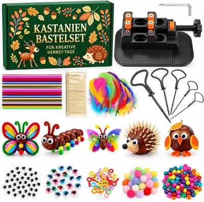 Kinder Chestnut Drill-Set mit Chestnut-Halter - Herbsthandbohrer für Kastanien