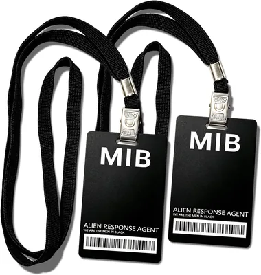 Man in Black ID Badge Holder with Lanyard
