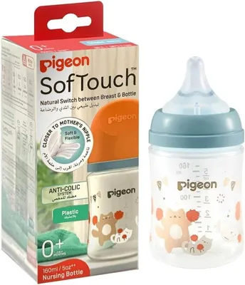 Pigeon SofTouch™ Nursing Bottle 160ml (2-Pack) - Anti-Colic, Soft Teat, Natural Switch, Free