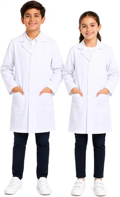 Kids White Lab Coat, Long Sleeve Doctor Costume