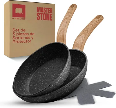 Set de Sartenes Antiadherentes ULTRACHEF Master Stone Gris, 3 piezas
