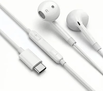2026新チップイヤホン、ワイヤードタイプC、iPhone 15/16/17互換、重い | 組み込み高解像度DACテプ素材