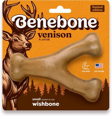 Benebone Wishbone Dog Chew Toy for Aggressive Chewers, Venison, Small | Limited Edition
