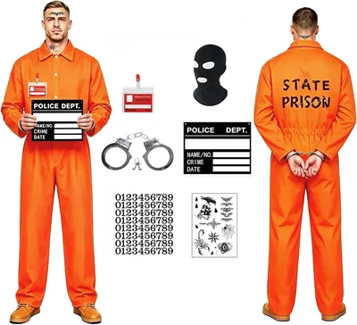 FEKQUST Orange Prisoner Costume Jumpsuit