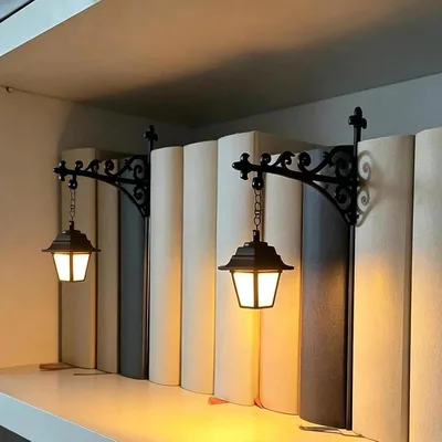 Vintage Library Lantern Shelf Lamp - 2 Pack