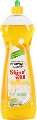 Shinewell Dishwash Liquid 1 Litre, Grease-Cutting Lemon Fragrance