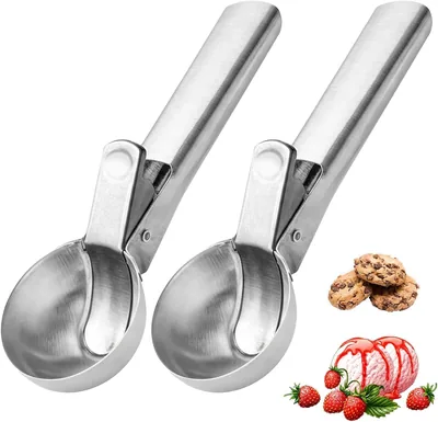 ECVV [2 Pack] Stainless Steel Ice Cream Scoop, Heavy Duty for Hard Ice Cream