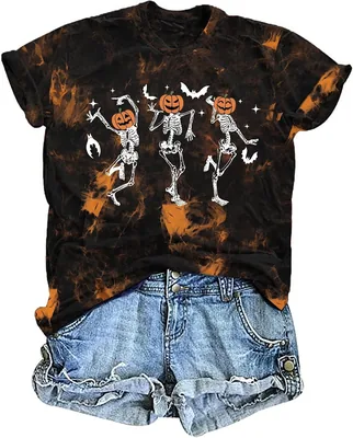 Vintage Skeleton Pumpkin Halloween Tee