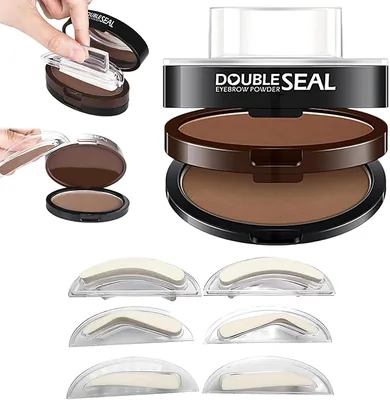 Kit per sopracciglia a timbro con due colori, impermeabile e resistente al sudore, con 3 paia di stampi riutilizzabili