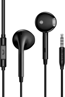 Audífonos Alámbricos 1.2m con Micrófono (Negro) | Compatibles con Smartphones, Tablets y Laptops
