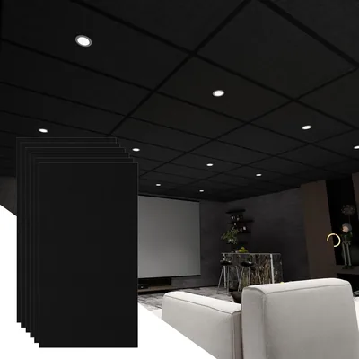 BaseNoir 6 PCS Black Acoustic Ceiling Tiles 2x4 Ft Soundproof Panels Best Deal