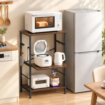 YDH 3段電子レンジラック（大型対応、総耐荷重58W×38D×90Hcm、簡単組み立てストレージラック）、