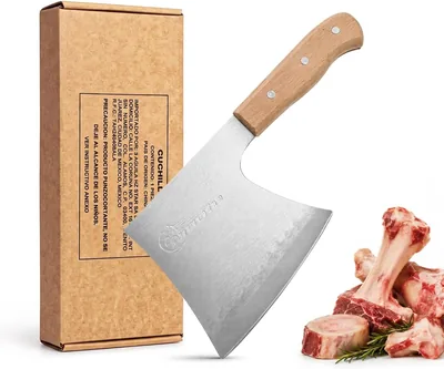 Cuchillo Cortahuesos Rectangular Restuko, Acero Manganeso y Mango de Haya
