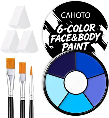 CAHOTO Face Paint Set - 6 Colors + Sponges & Brushes