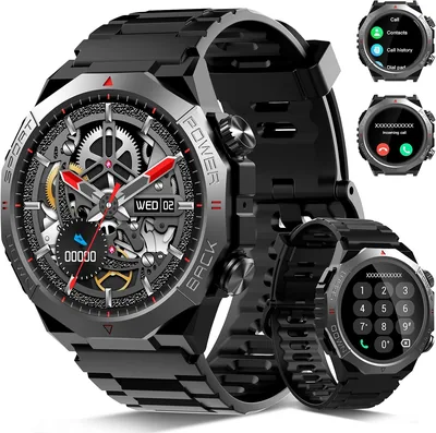 Reloj Inteligente Militar para Hombre y Mujer, Pantalla HD 1.39', Negro | Reloj Deportivo con IP68, Llamadas Bluetooth y Monitor de Sueño