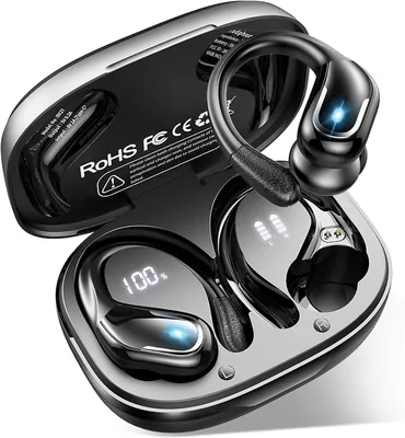 Ecouteurs Sport Bluetooth Sans Fil avec Crochets d'Oreille, 75h Autonomie | Écouteurs  Bluetooth 5.4 HiFi Son 1,5cm EQ Personnalisé