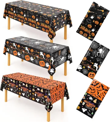 Halloween Tablecloth - Pumpkins Ghosts Spiders