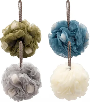 Duravel 4 Colour Set of Bath Loofah Sponges Exfoliating Shower Sponge