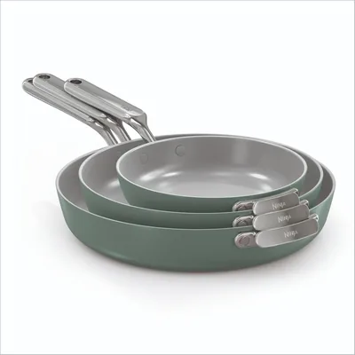 Ninja NeverQuit 3-Piece Ceramic Fry Pan Set, Forest Sage CQ13000GN6