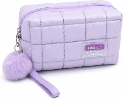 Necessaire Feminina Acolchoada com Pompom - Organizador de Maquiagem e Cosméticos