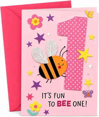 1st Birthday Card for Girl - Sweet Bee First Birthday Card Best Deal