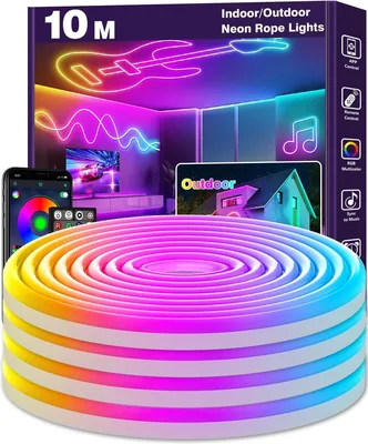 10m Neon LED Streifen, flexibler LED-Streifen, RGB-Steuerung per App/Fernbedienung, wasserdicht, Musik-Sync Gaming Beleuchtung für Schlafzimmer
