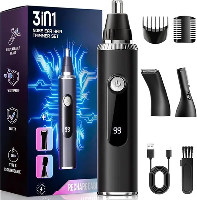 3-in-1 Nose Hair Trimmer Rechargeable with LED