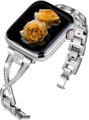 Diamond Metal Band kompatibel med Apple Watch Ultra/2/1 SE/3/2/1 Serie 11/10/9/8/7/6/5/4/3/2/1 Kvinnas Bling Bracelet Finely