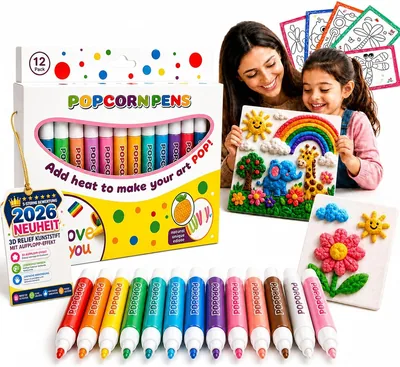 IEY 3D Relief Kunststift, Popcorn Pens mit Aufplopp-Effekt - Magische Stifte für Grußkarten & DIY-Malen
