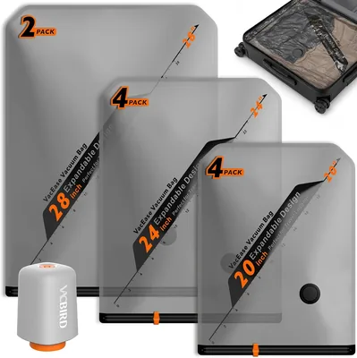 Vacbird Travel Vacuum Bags - 10 Pack Compression Bags