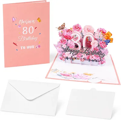 80th Birthday Card Pink Confetti - Best Deal