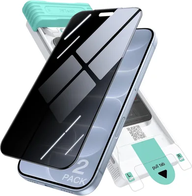Protector de Pantalla JETech 3D 9H+ Privacidad para iPhone 18 Pro, 2 Unidades | Vidrio Templado Cristal Mica