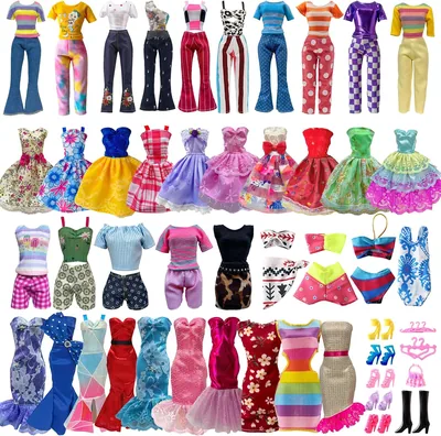 Doll Clothes & Accessories Set, 30 Pcs Fashion Outfits Pack