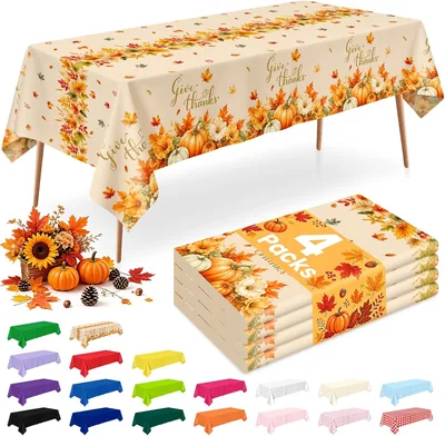 Fall Thanksgiving Tablecloth 4 Pack