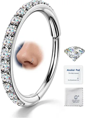 OUFER 18/20G Moissanite Nose Ring Hoop - Titanium Jewelry