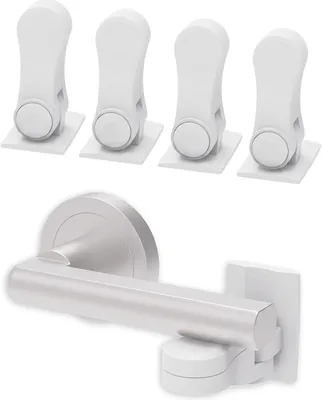 4 Cerraduras para Puerta Corrediza, 3.5 x 5 x 7 cm, Seguras y Fáciles de Instalar | Material ABS, Sin Agujeros, Perfecto para Puertas Livianas