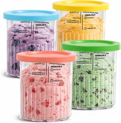 Fracurs 4er Pack Ersatz für Ninja Creami Deluxe Pints und Deckel, 24 oz Tassen Kompatibel mit NC500/NC501 Serie, Spülmaschinenfest