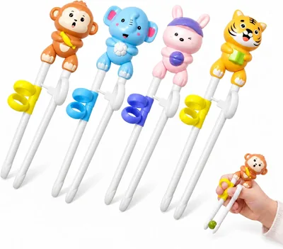 4 Pairs Kids Chopsticks - ABS Silicone Training Sticks