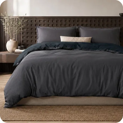 Duvet de ESQUIMAL Funda Bambú King Size Gris Negro, 254 x 218 cm