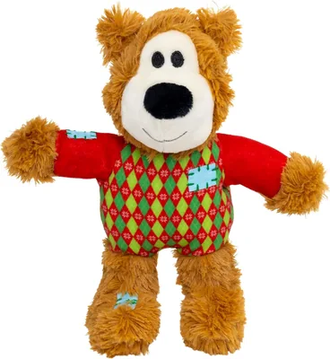 KONG Christmas Wild Knots Sweater Bear Plush Toy - Red (SM/MD)