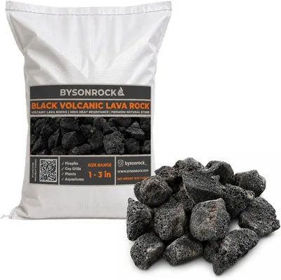 BysonRock Piedra Volcánica Negra Natural, 10 Libras (4.53 kg), para Jardinería