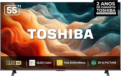 TV Smart Toshiba MiniLED QLED 4K 55" 55M450SS com Painel Antirreflexo e Processador AI ZR