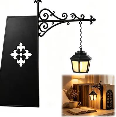 Lanterne de bibliothèque Lerkely décorative, lampe de livreshelf en bois vintage
