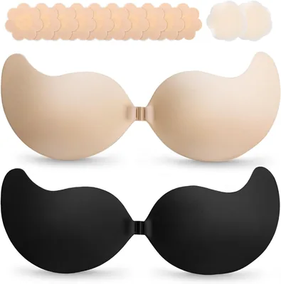 Cmojsk Strapless Sticky Push-Up Bra - Invisible Nipple Covers