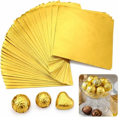 Gold Foil Candy Wrappers - 20x20cm (100 pcs)