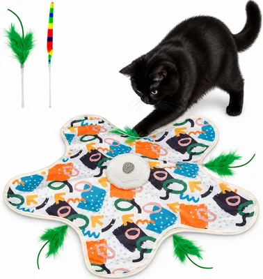 Hide & Seek Cat Toy - 3 Modes, Feather & Squeak