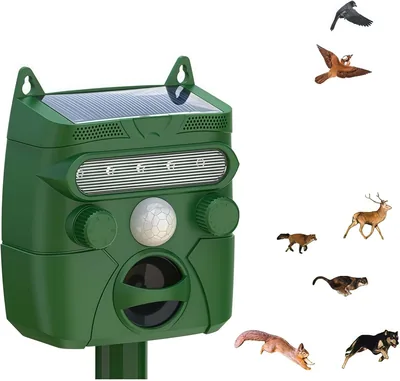 Properly Fox Deterrent Solar Ultrasonic Repeller Green