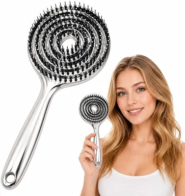 Krelvixos Cepillo para Cabello con Cerdas de Jabalí y Nailon | Antifrizz de Diseño Ventilado 360°