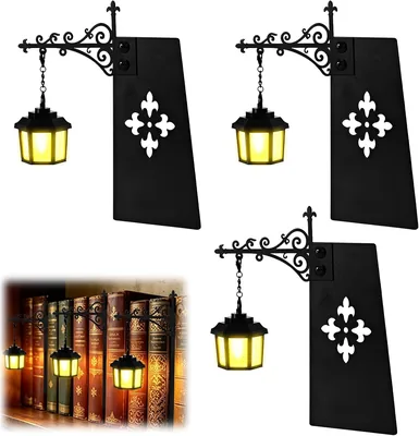 3er Set Bücherregal-Lampen, Vintage Bibliothekslaterne
