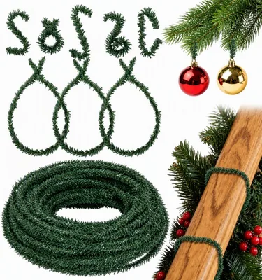 3 Roll Green Christmas Garland Ties - 5.5m Each